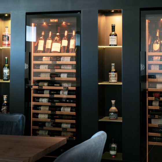 EuroCave Révélation – Cave à vin encastrée avec mise en valeur par la lumière | Décoration intérieure Sallesnoves, Annecy